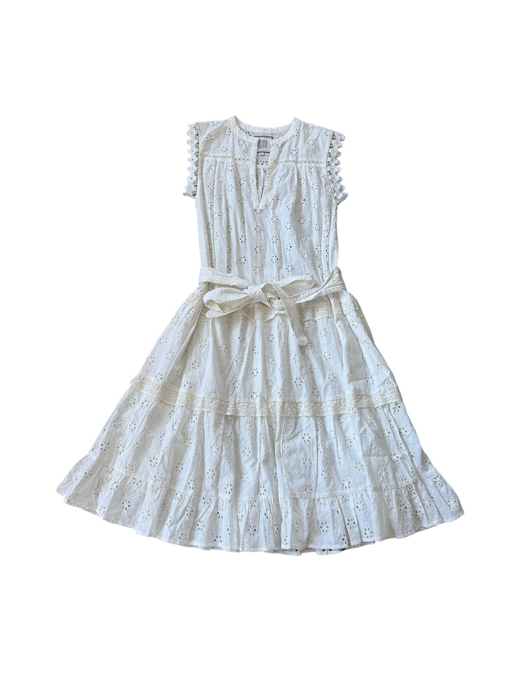 BELL Eyelet Lace Midi Dress White